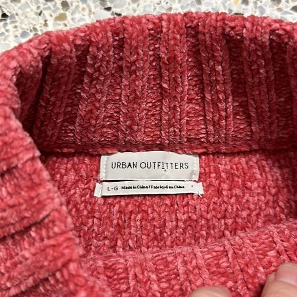 EUC Urban Outfitters cozy mock sweater crop large L Heather coral orange - Picture 3 of 8